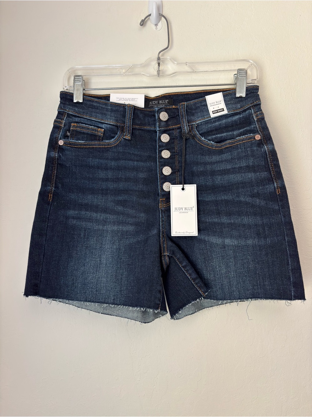 Judy Blue High Waist Button Fly Cut Off Shorts Size Medium NEW Dark Wash JB15269